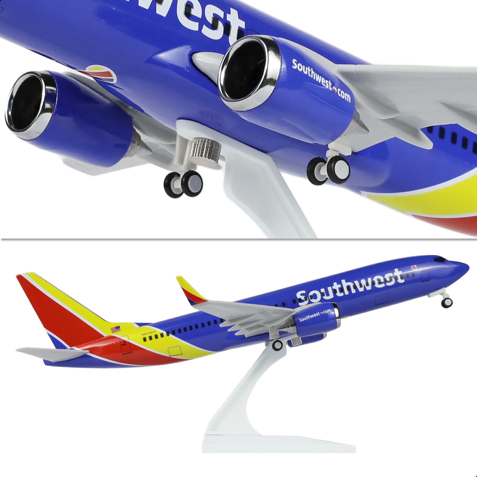 1/240 Southwest Airlines Boeing 737 Model Plane - 30cm Resin Aircraft Kit with Display Stand - Aviation Collectible for Adults QIYUMOKE