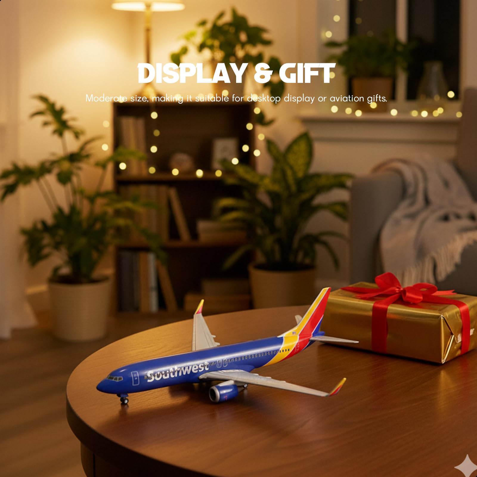 1/240 Southwest Airlines Boeing 737 Model Plane - 30cm Resin Aircraft Kit with Display Stand - Aviation Collectible for Adults QIYUMOKE