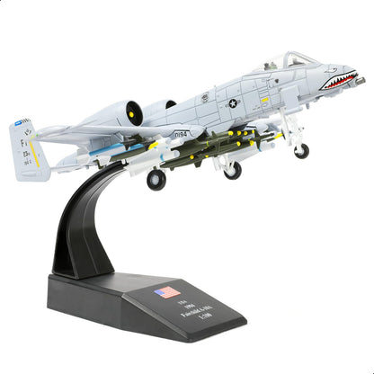 1/100 Scale A-10 Thunderbolt II Diecast Metal Model - USAF "Warthog" Ground Attack Aircraft with Stand