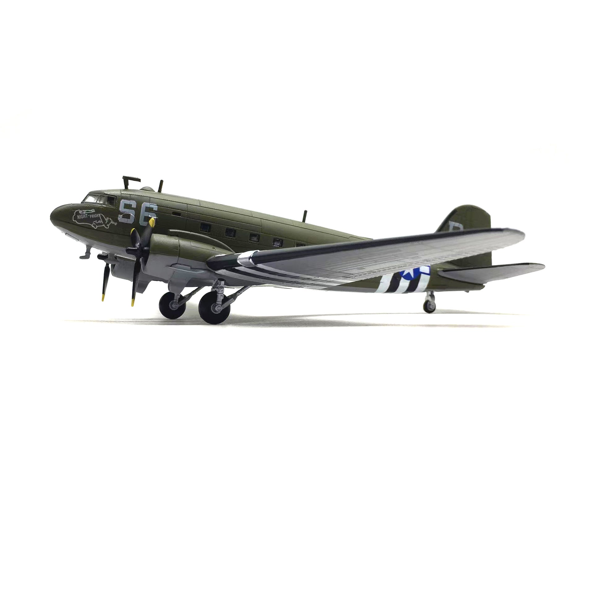 1/100 Douglas C-47 Skytrain Diecast Metal Model - WWII US Military Transport "Night Fright"