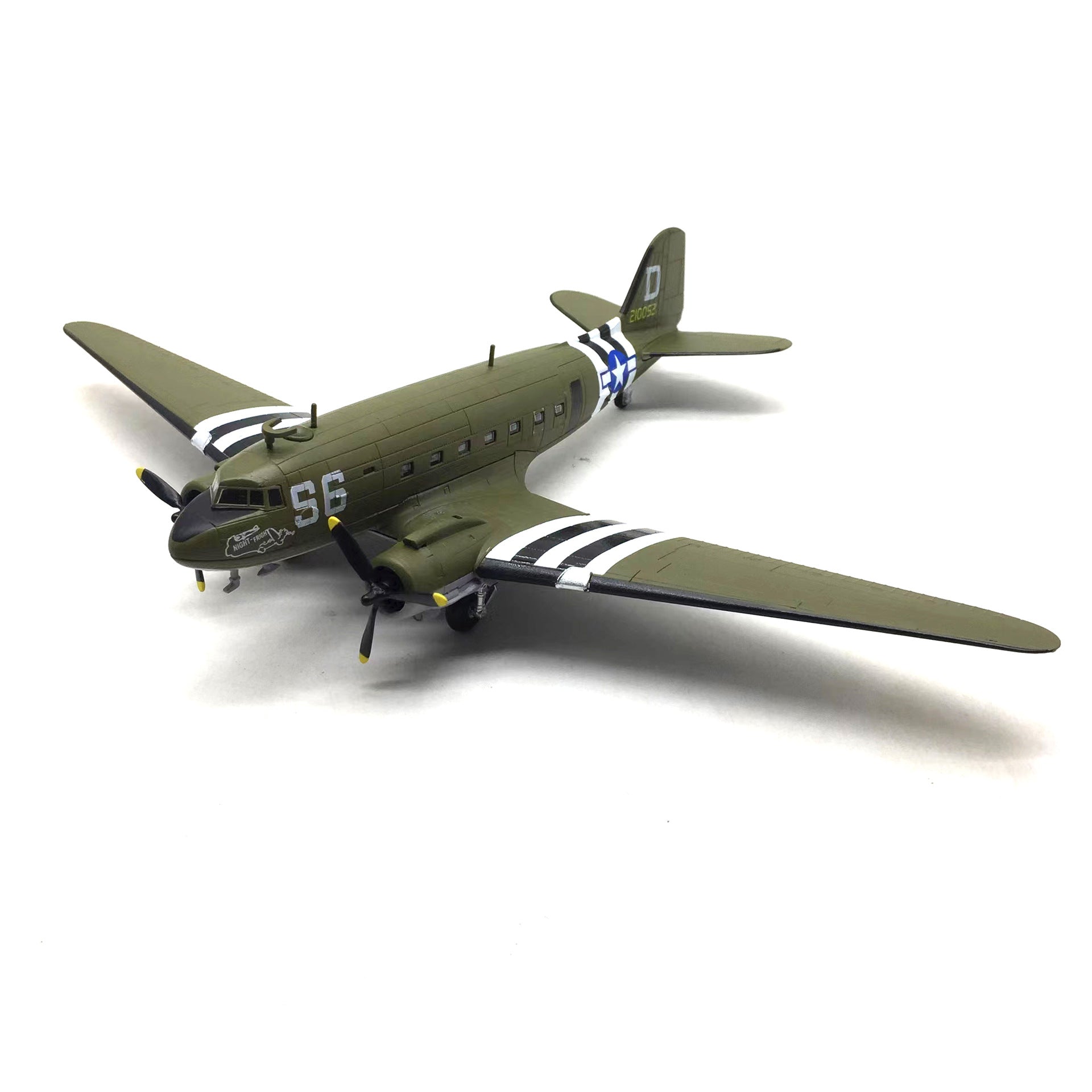 1/100 Douglas C-47 Skytrain Diecast Metal Model - WWII US Military Transport "Night Fright"