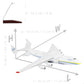QIYUMOKE Antonov AN-225 Mriya die-cast model dimensions, top view with stand