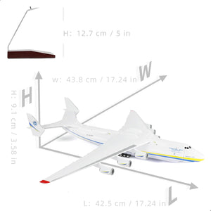 QIYUMOKE Antonov AN-225 Mriya die-cast model dimensions, top view with stand