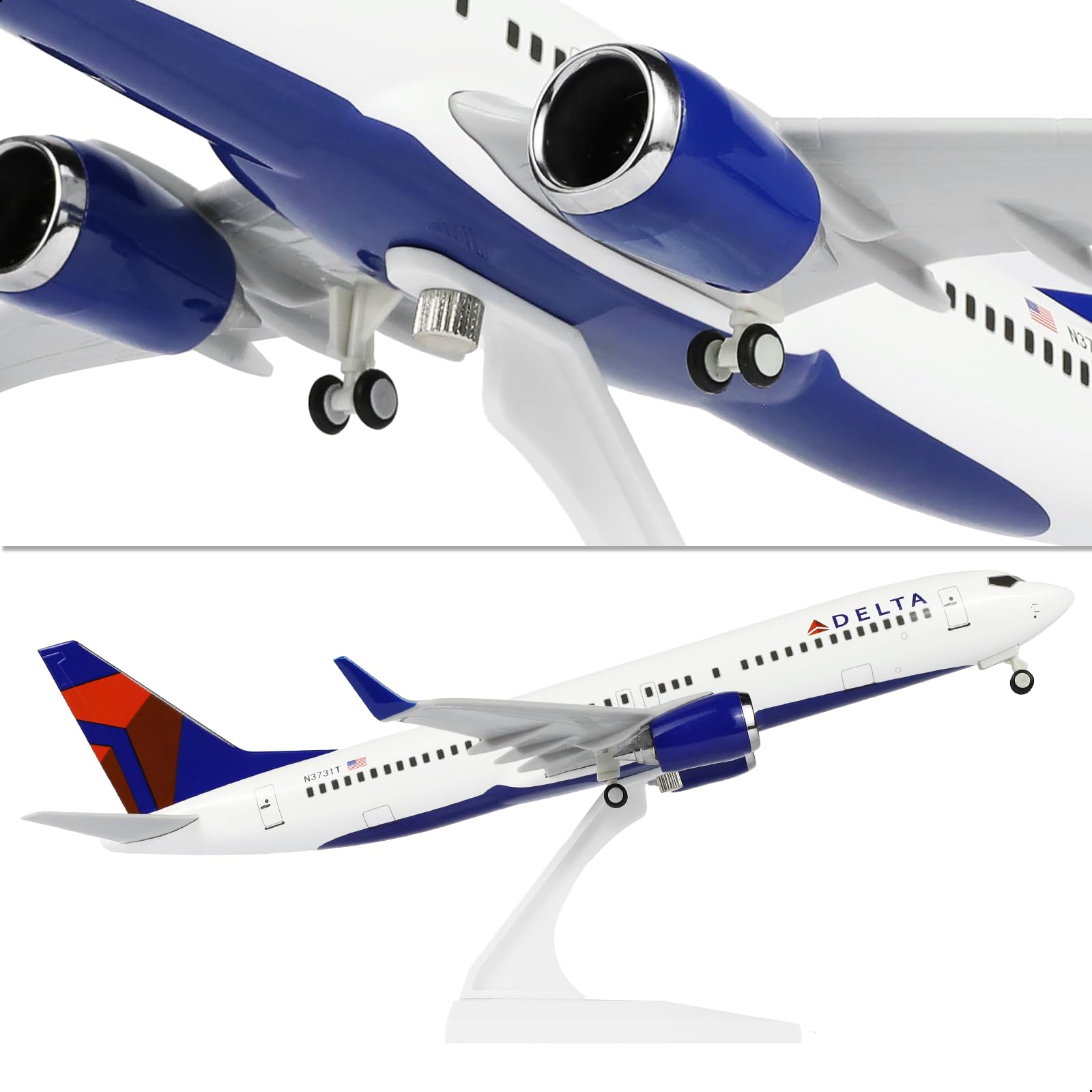 1/240 Delta Airlines Boeing 737 Model Plane - 30cm Resin Aircraft Kit with Display Stand - Adult Aviation Collectible