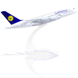1/400 A380 Model Plane for German Diecast Metal Airplane Model kit for Airbus A380 (5.5-inch L) with Display Plane Stand for Adults Airplane Toy Aviation Gift or Desktop Collection