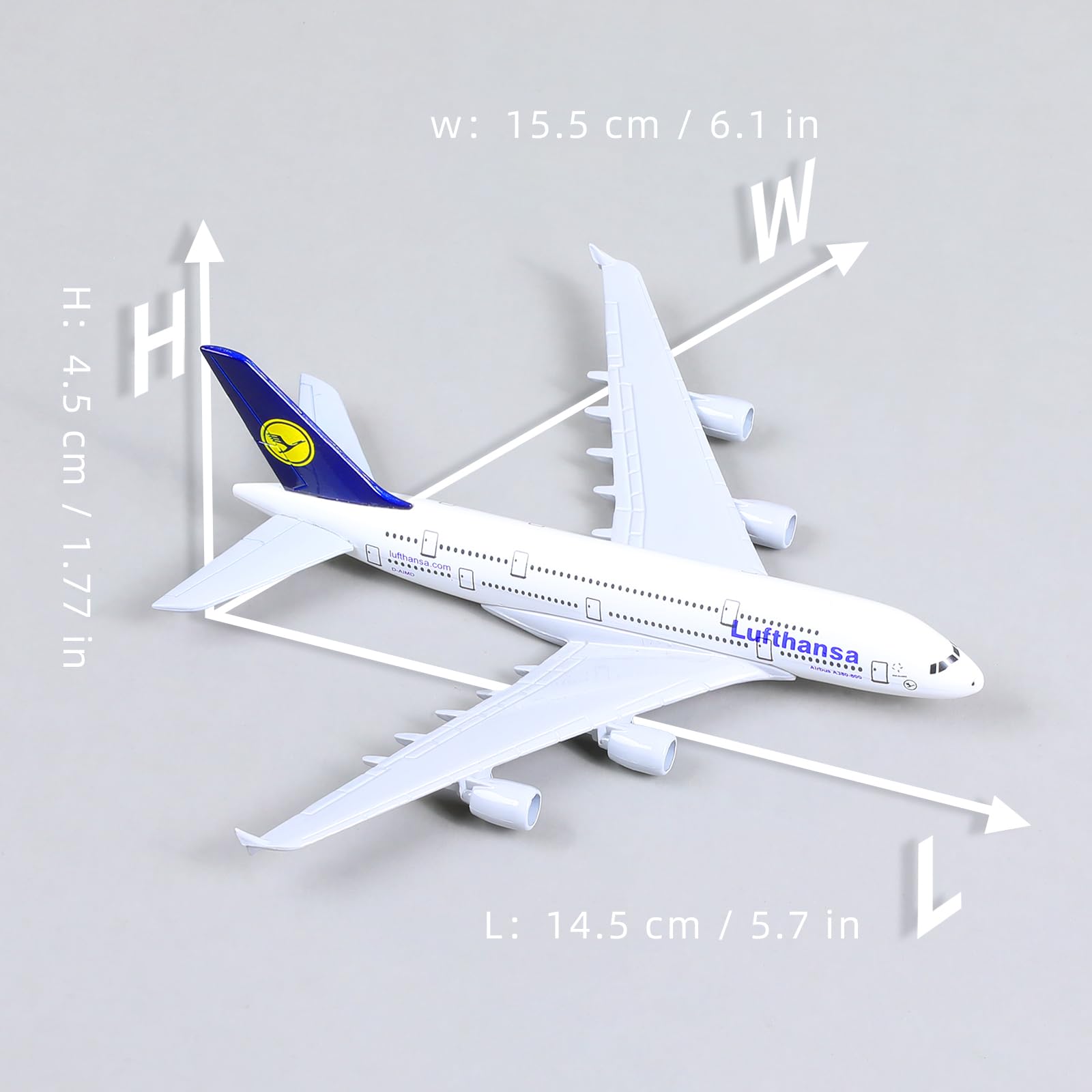 1/400 Diecast Metal Lufthansa Airbus A380 Passenger Jet Model, Germany Collector's Display by QIYUMOKE