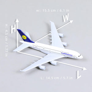 1/400 A380 Model Plane for German Diecast Metal Airplane Model kit for Airbus A380 (5.5-inch L) with Display Plane Stand for Adults Airplane Toy Aviation Gift or Desktop Collection