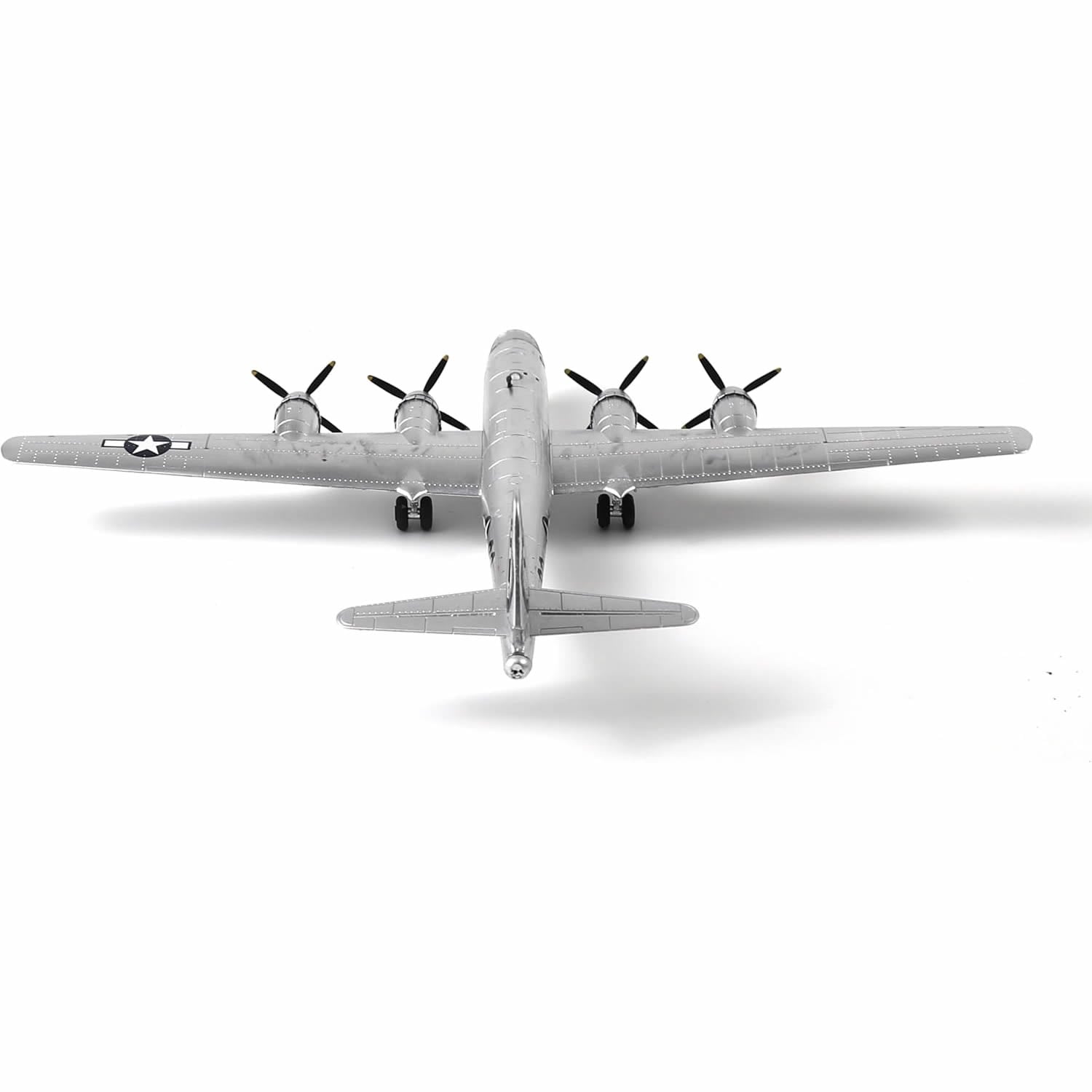 NUOTIE B-29 Superfortress silver diecast model aircraft top view