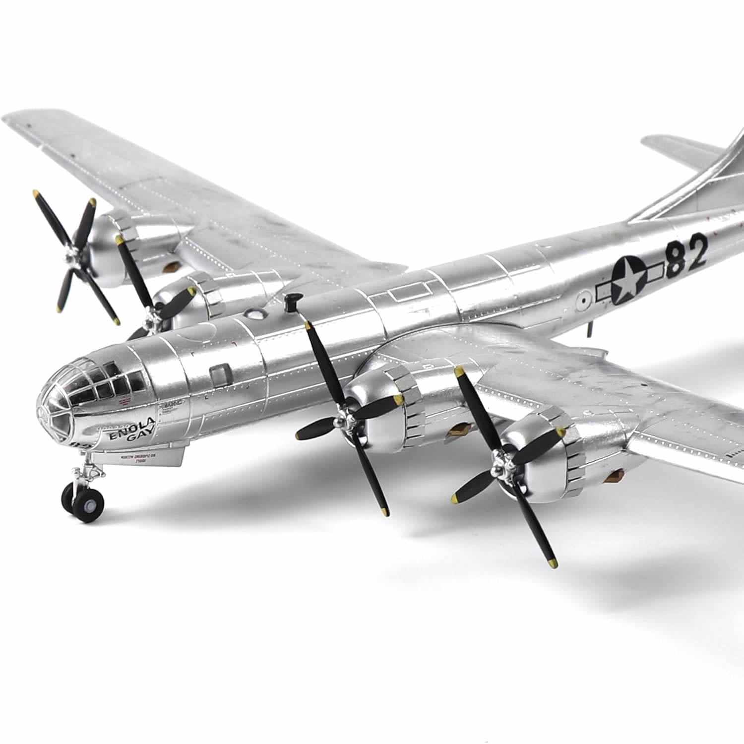 NUOTIE B-29 Superfortress silver diecast model aircraft close-up detail