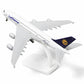 QIYUMOKE Lufthansa Airbus A380 diecast model aircraft in flight position with stand