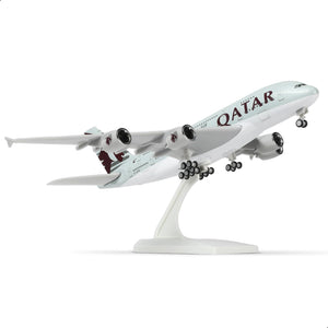 QIYUMOKE Qatar Airways Airbus A380 model aircraft in flight position