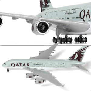 QIYUMOKE Qatar Airways Airbus A380 model aircraft close-up view of details