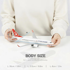 1/240 Compatible for Turkish Airlines for Boeing 737 Airplane Model with Display Stand for Adult Aviation Gift or Decorations