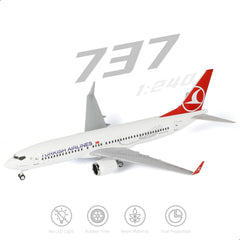 1/240 Compatible for Turkish Airlines for Boeing 737 Airplane Model with Display Stand for Adult Aviation Gift or Decorations