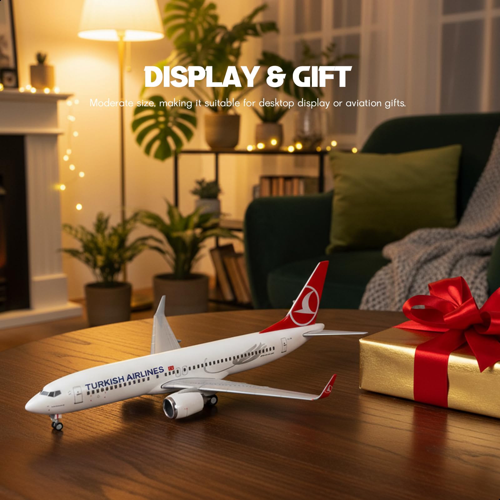 1/240 Compatible for Turkish Airlines for Boeing 737 Airplane Model with Display Stand for Adult Aviation Gift or Decorations