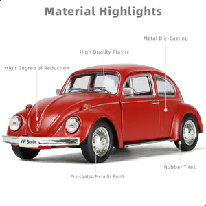 1:36 Volkswagen Beetle Diecast Metal Model - Classic VW Bug Pull Back Toy Car, Vintage Vehicle Replica for Display