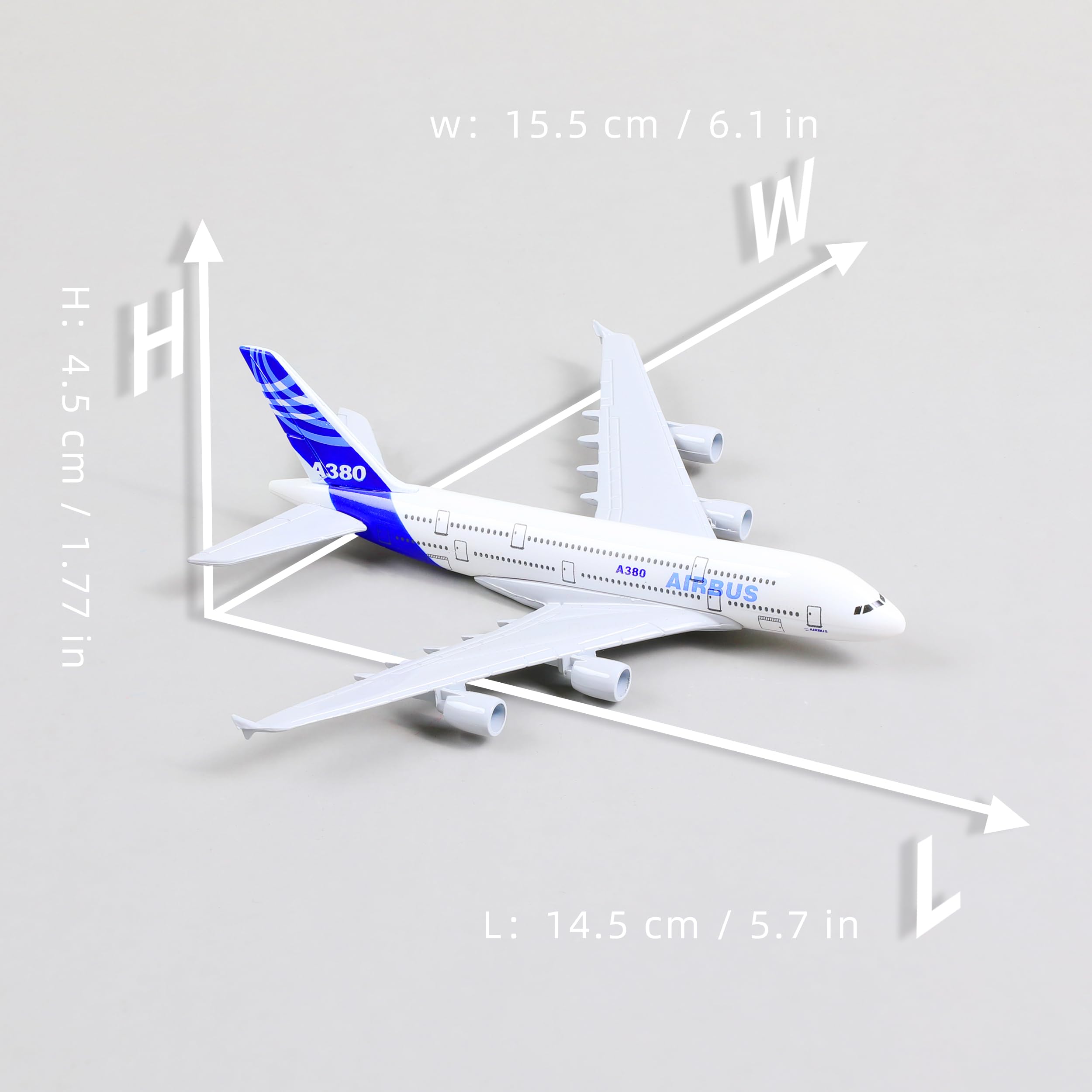 1/400 Diecast Metal Airbus A380 Heavy Passenger Jet Model, Collector's Display by QIYUMOKE