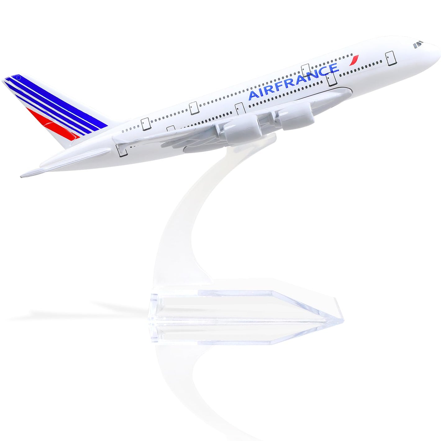 1/400 France A380 Model Plane Diecast Metal Airplane Model kit for Airbus A380 (5.5-inch L) with Display Plane Stand for Adults Airplane Toy Aviation Gift or Desktop Collection