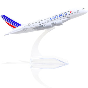 1/400 France A380 Model Plane Diecast Metal Airplane Model kit for Airbus A380 (5.5-inch L) with Display Plane Stand for Adults Airplane Toy Aviation Gift or Desktop Collection