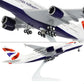 QIYUMOKE British Airways Airbus A380 model in silver with detailed engines, side view