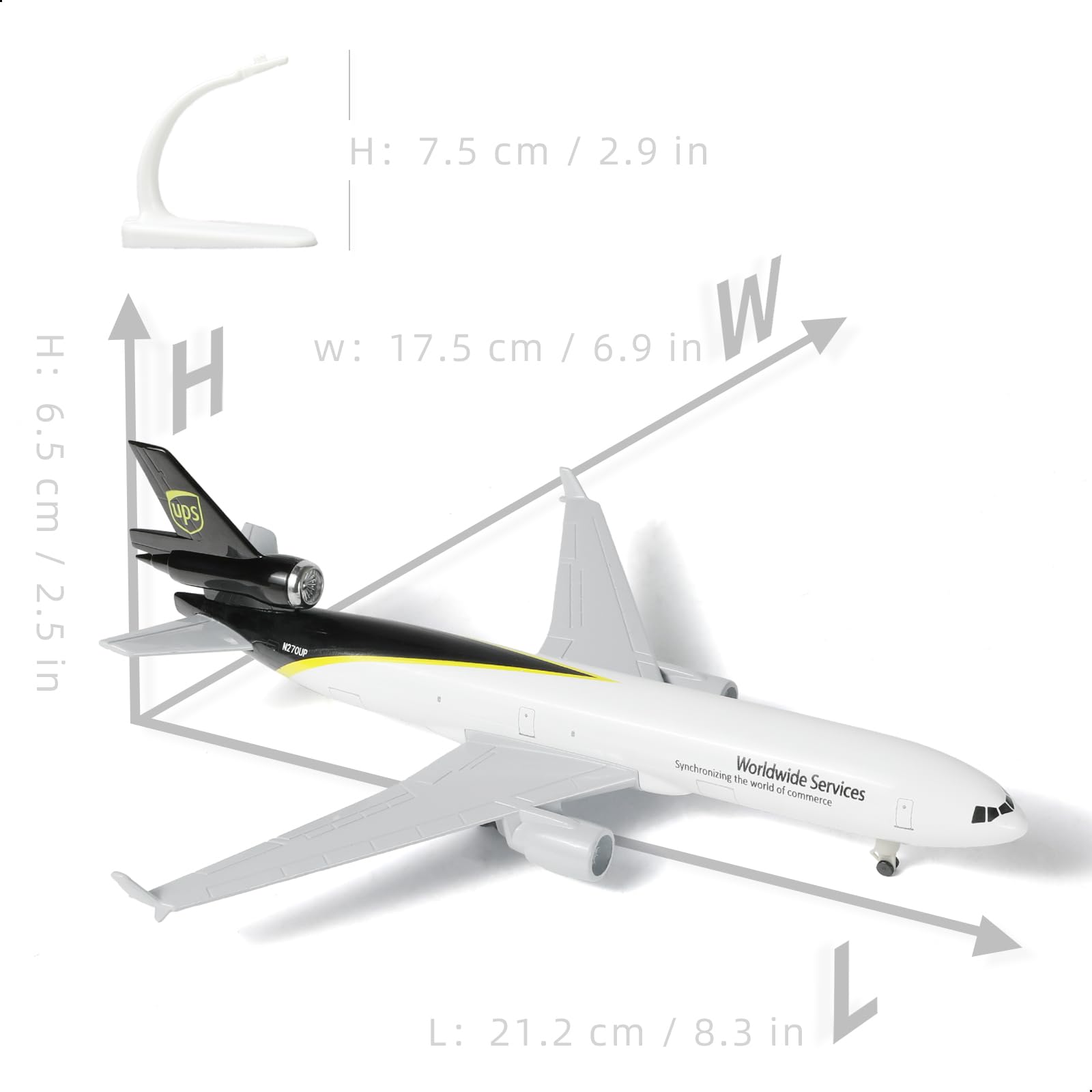 1/300 UPS MD-11F Cargo Freighter Aircraft Model, Diecast Metal Collector's Display by QIYUMOKE