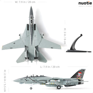 1/100 F-14B Santa Cats Fighter Model VF-103 Jolly Rogers Tomcat Christsmas Painting Pre-Built Jet Aircraft Fighter Alloy Metal Diecast Plane Model with Display Stand Collection Gift for Adult