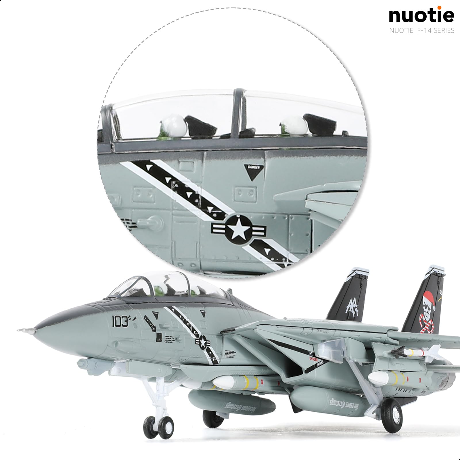 1/100 F-14B Tomcat Diecast Metal Model-VF-103 "Santa Cats" Christmas Painting Jet with Stand