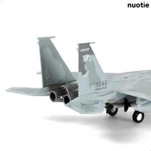 NUOTIE Model F-15C Eagle diecast metal model aircraft in gray, rear view showing tail and engines