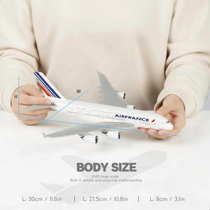QIYUMOKE Air France Airbus A380 model showing detailed body size