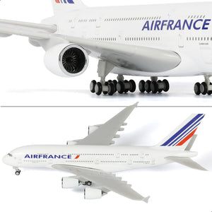 QIYUMOKE Air France Airbus A380 model with close-up of engines and wings