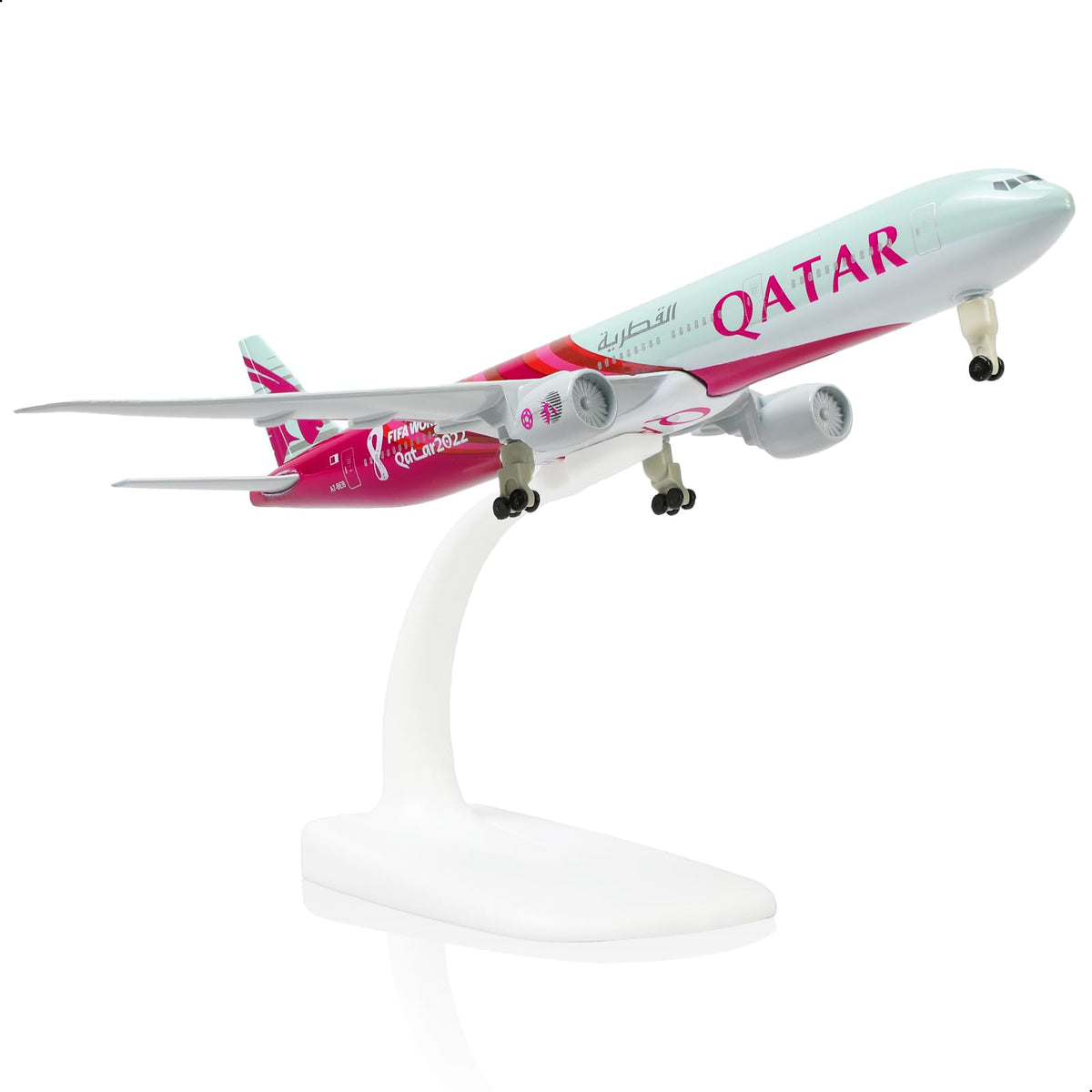 1/300 Qatar Airways Boeing 777-300ER Diecast Model | World Cup 2022 Livery Metal Replica with Stand