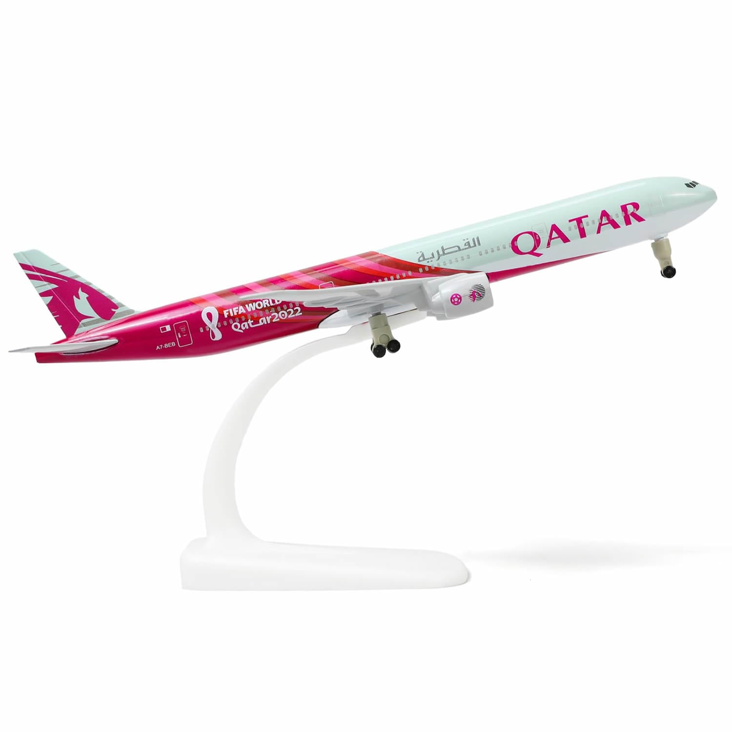 1/300 Qatar Airways Boeing 777-300ER Diecast Model | World Cup 2022 Livery Metal Replica with Stand