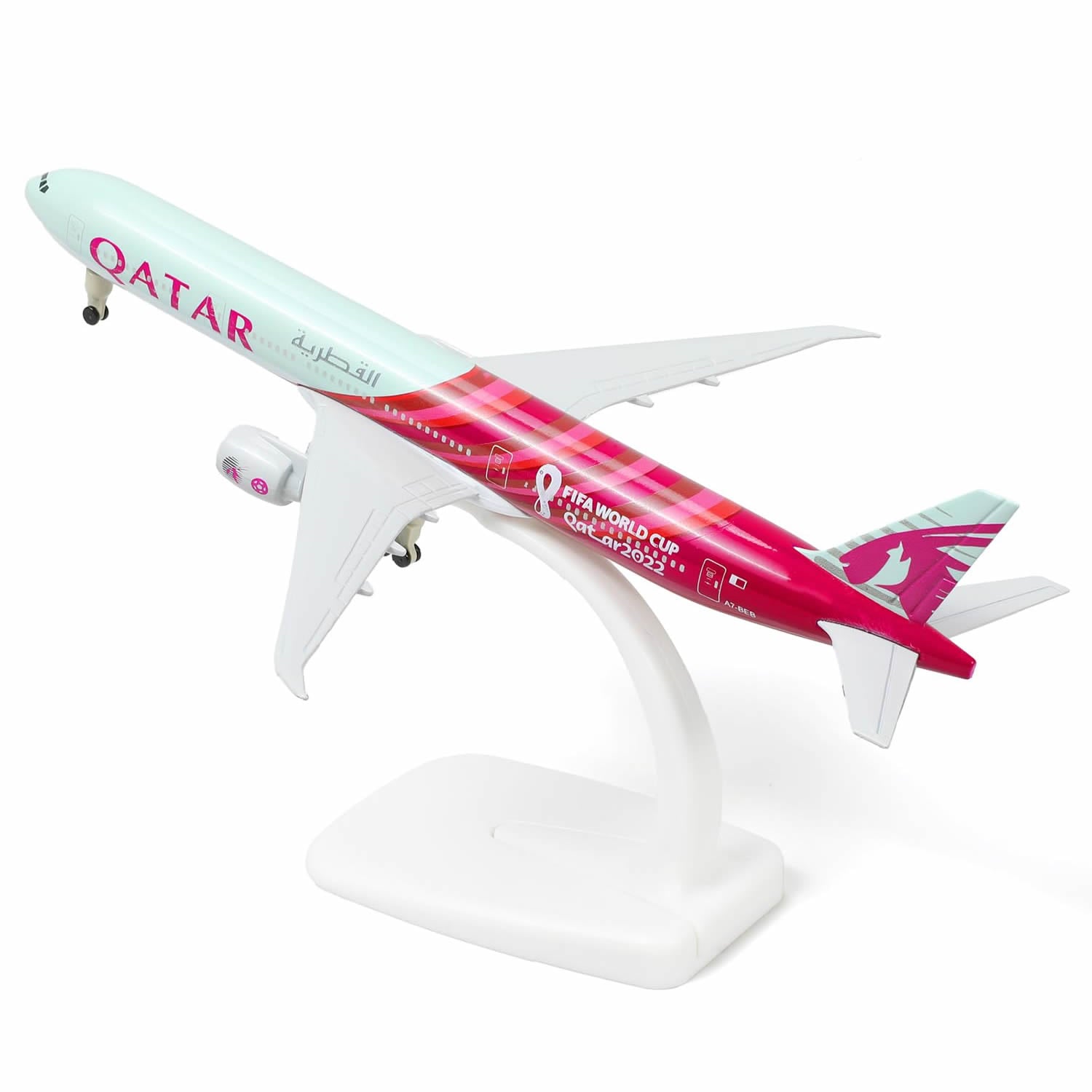 1/300 Qatar Airways Boeing 777-300ER Diecast Model | World Cup 2022 Livery Metal Replica with Stand
