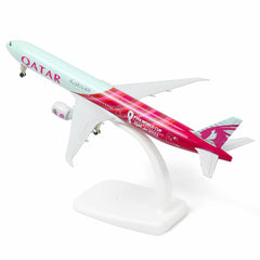 1/300 Qatar Airways Boeing 777-300ER Diecast Model | World Cup 2022 Livery Metal Replica with Stand