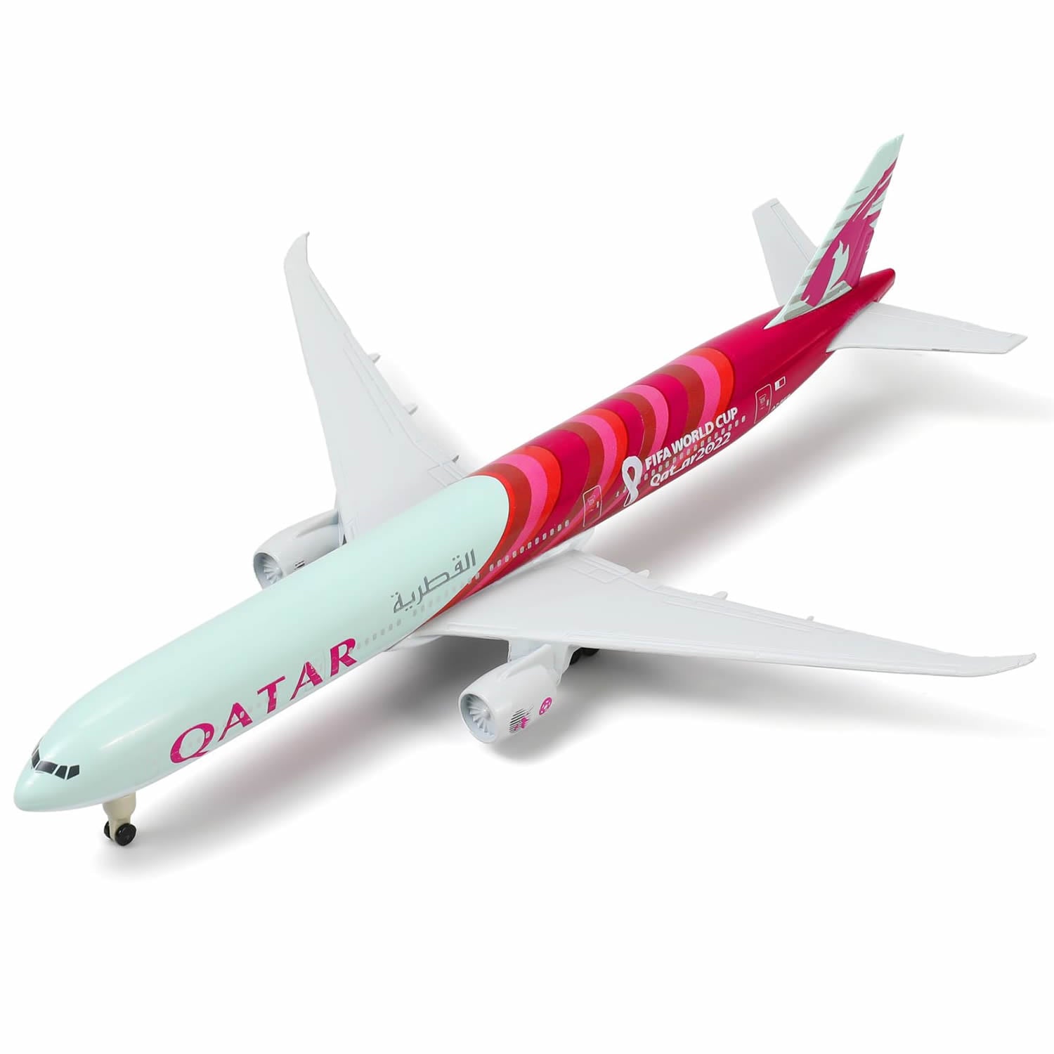 1/300 Qatar Airways Boeing 777-300ER Diecast Model | World Cup 2022 Livery Metal Replica with Stand