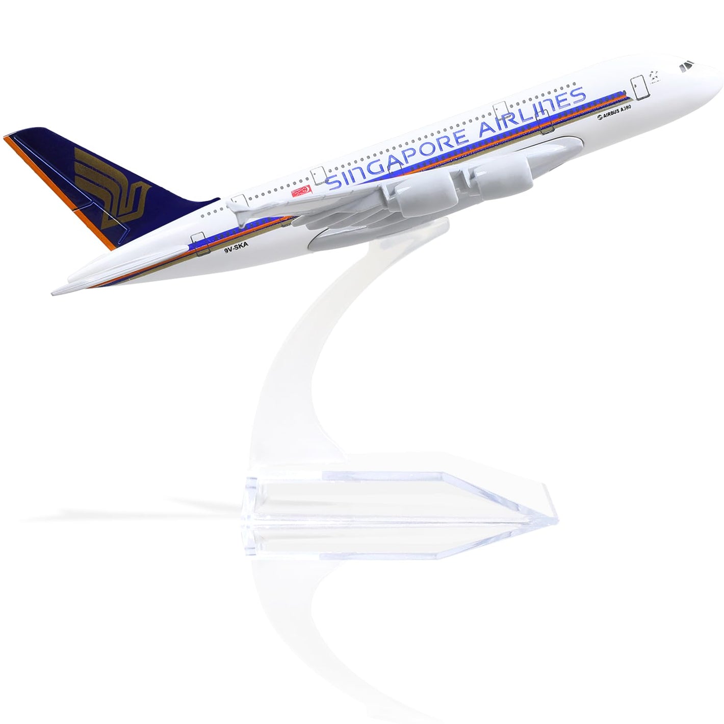 1/400 Singapore A380 Model Plane for Diecast Metal Airplane Model kit for Airbus A380 (5.5-inch L) with Display Plane Stand for Adults Airplane Toy Aviation Gift or Desktop Collection