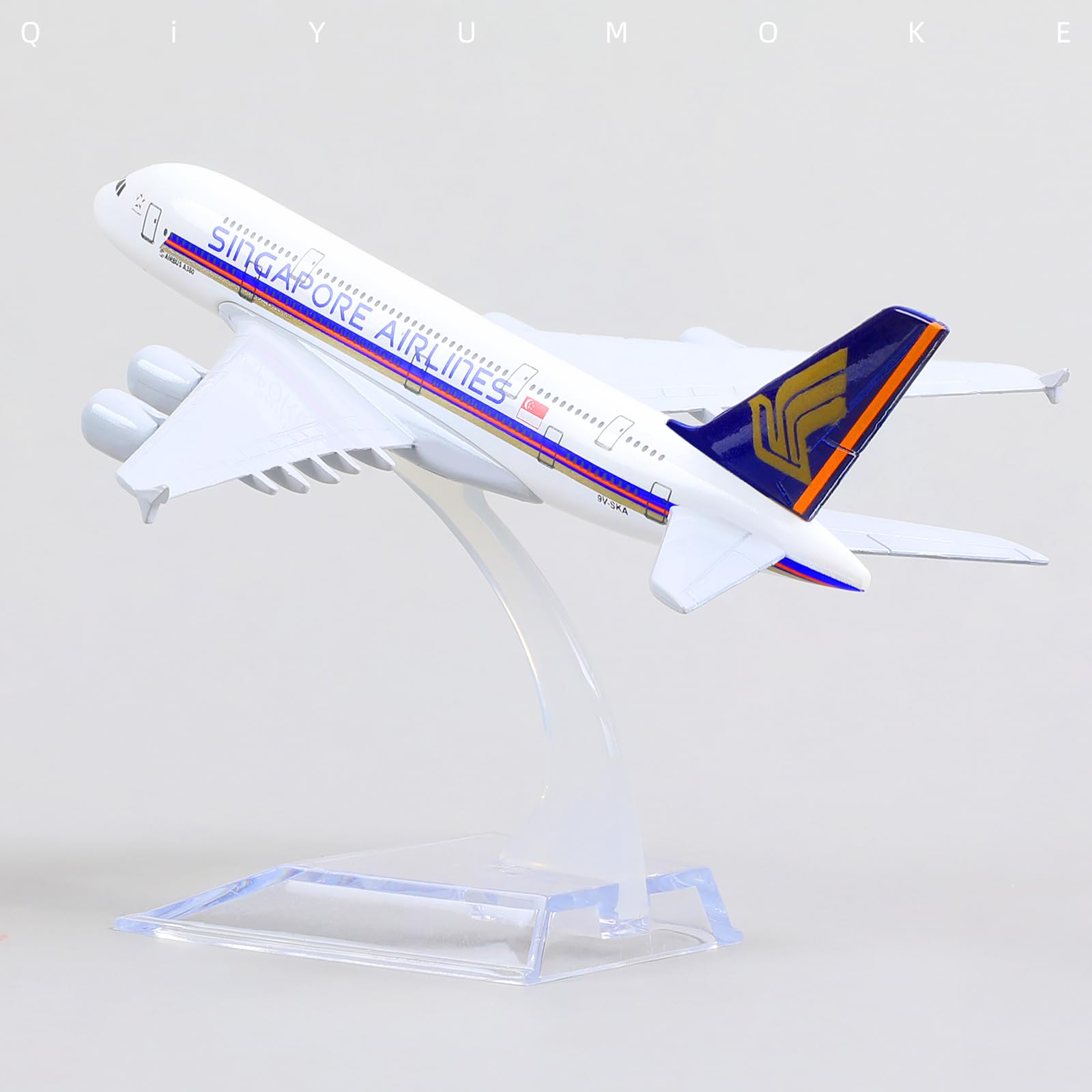 1/400 Diecast Metal Singapore Airlines Airbus A380 Passenger Jet Model, Collector's Display by QIYUMOKE