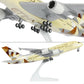 QIYUMOKE Etihad Airways Airbus A380 model aircraft, underside view showing landing gear