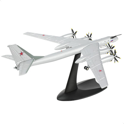 1/200 Tupolev TU-95 Bear Bomber Aircraft Model Metal Aircraft Model Kit Military Bomber Airplane Model with Stand for Adult Military Enthusiast Collection Display or Gift