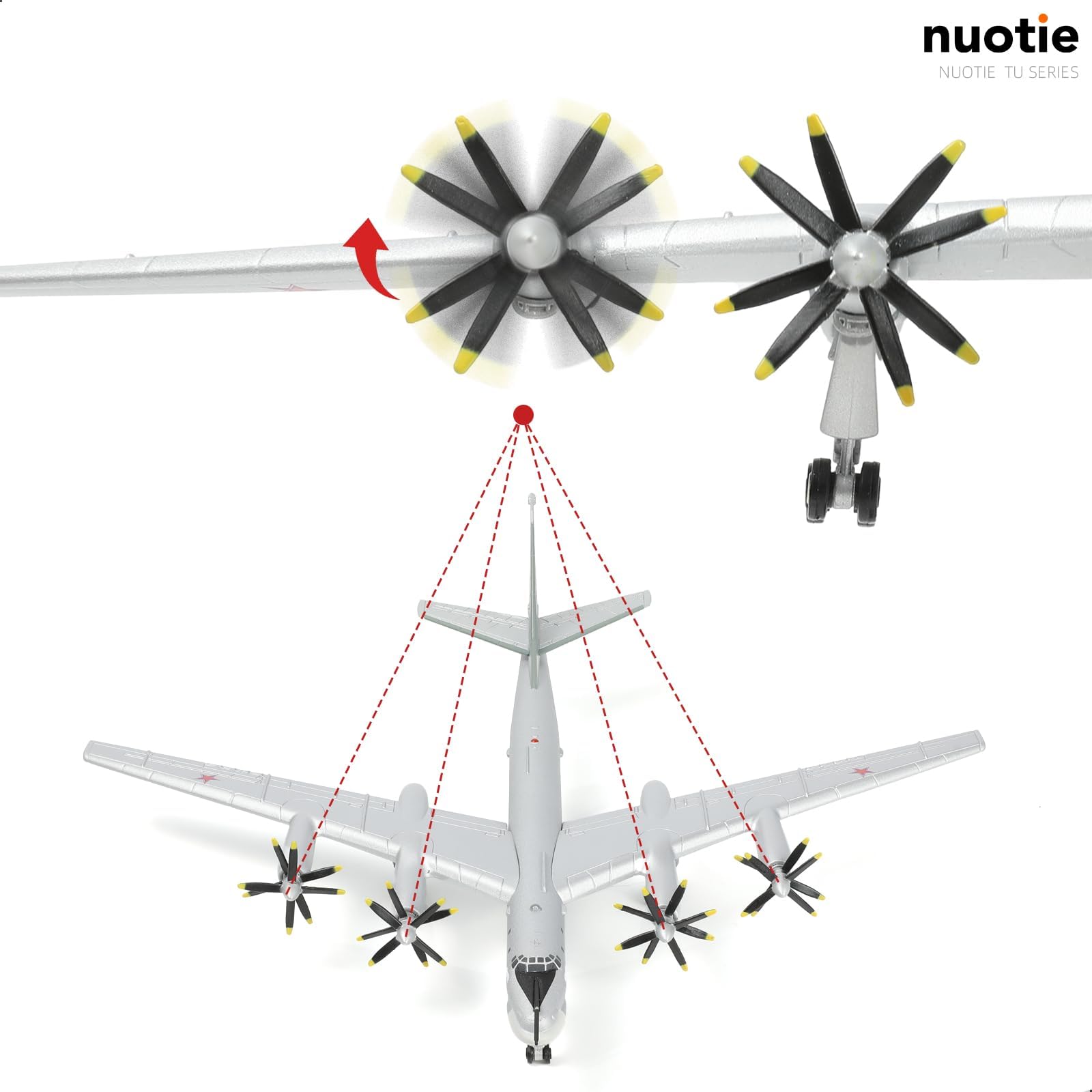 1/200 Tupolev TU-95 Bear Diecast Metal Bomber Model - Military Aircraft with Display Stand