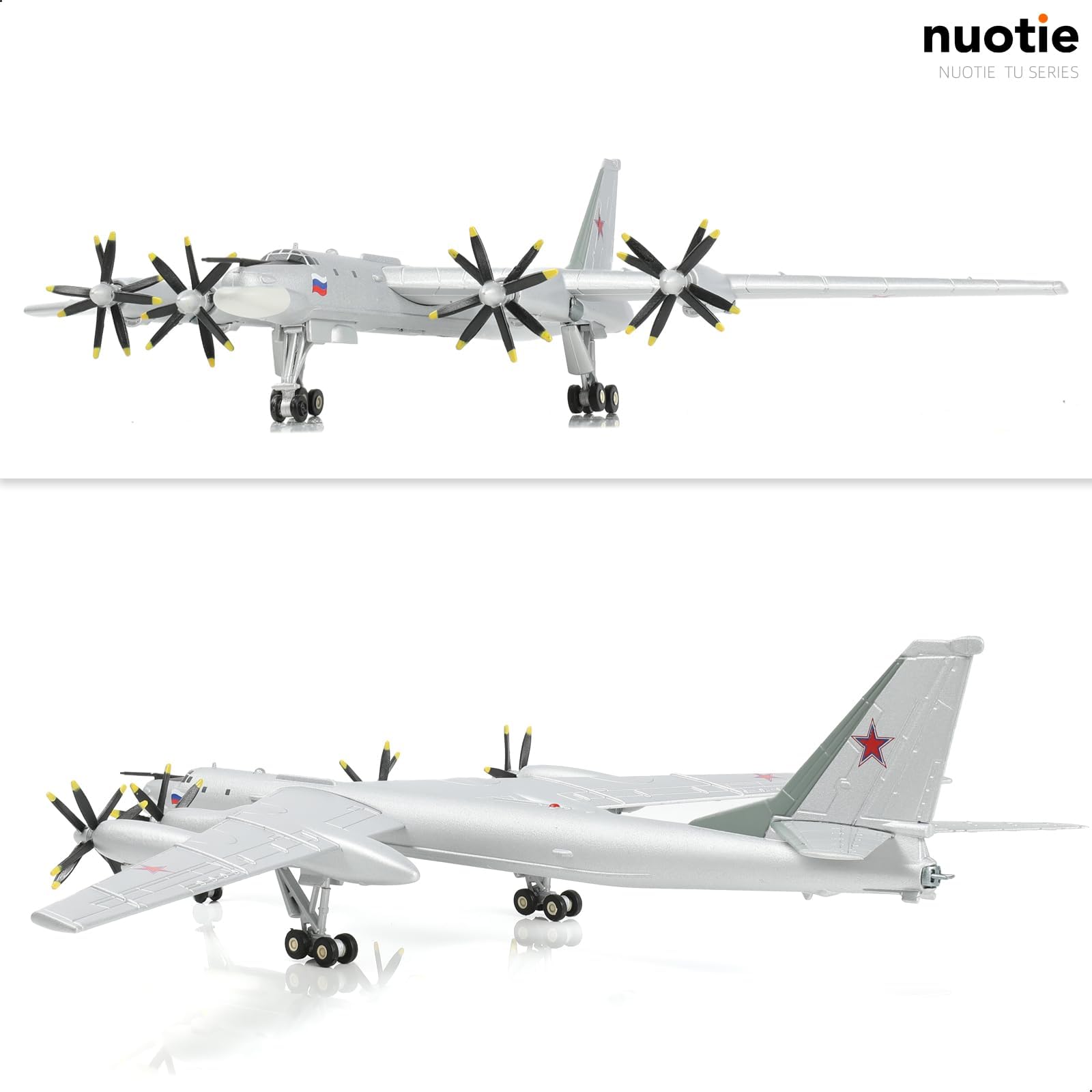 1/200 Tupolev TU-95 Bear Diecast Metal Bomber Model - Military Aircraft with Display Stand