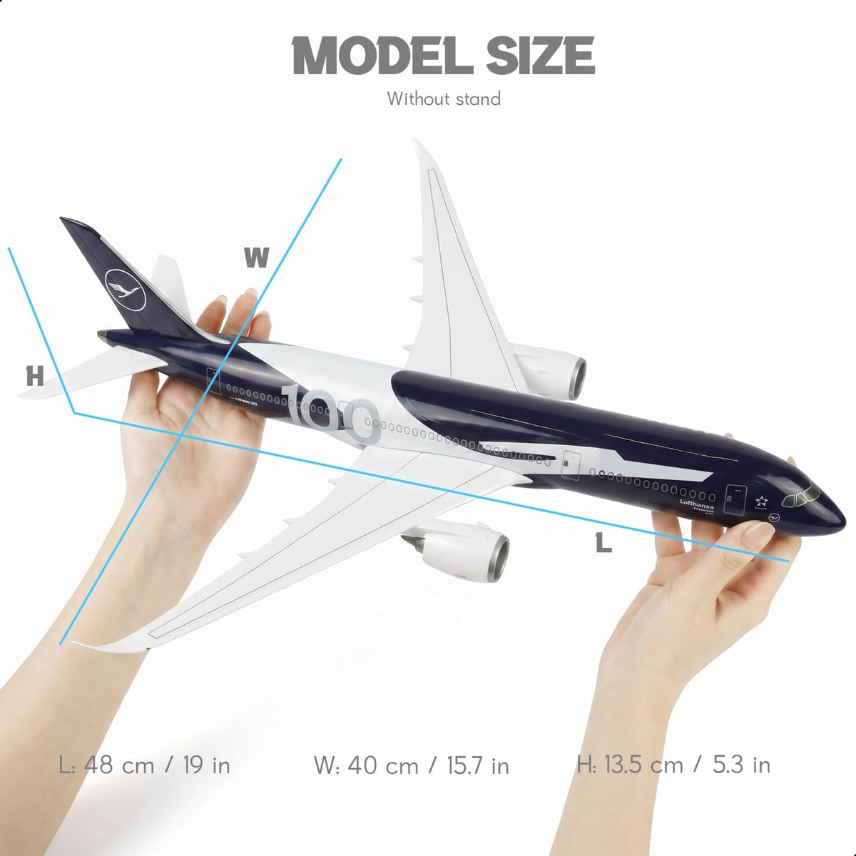 Lufthansa Boeing 787 Model Airplane 1/130 Resin with LED Light Stand | QIYUMOKE