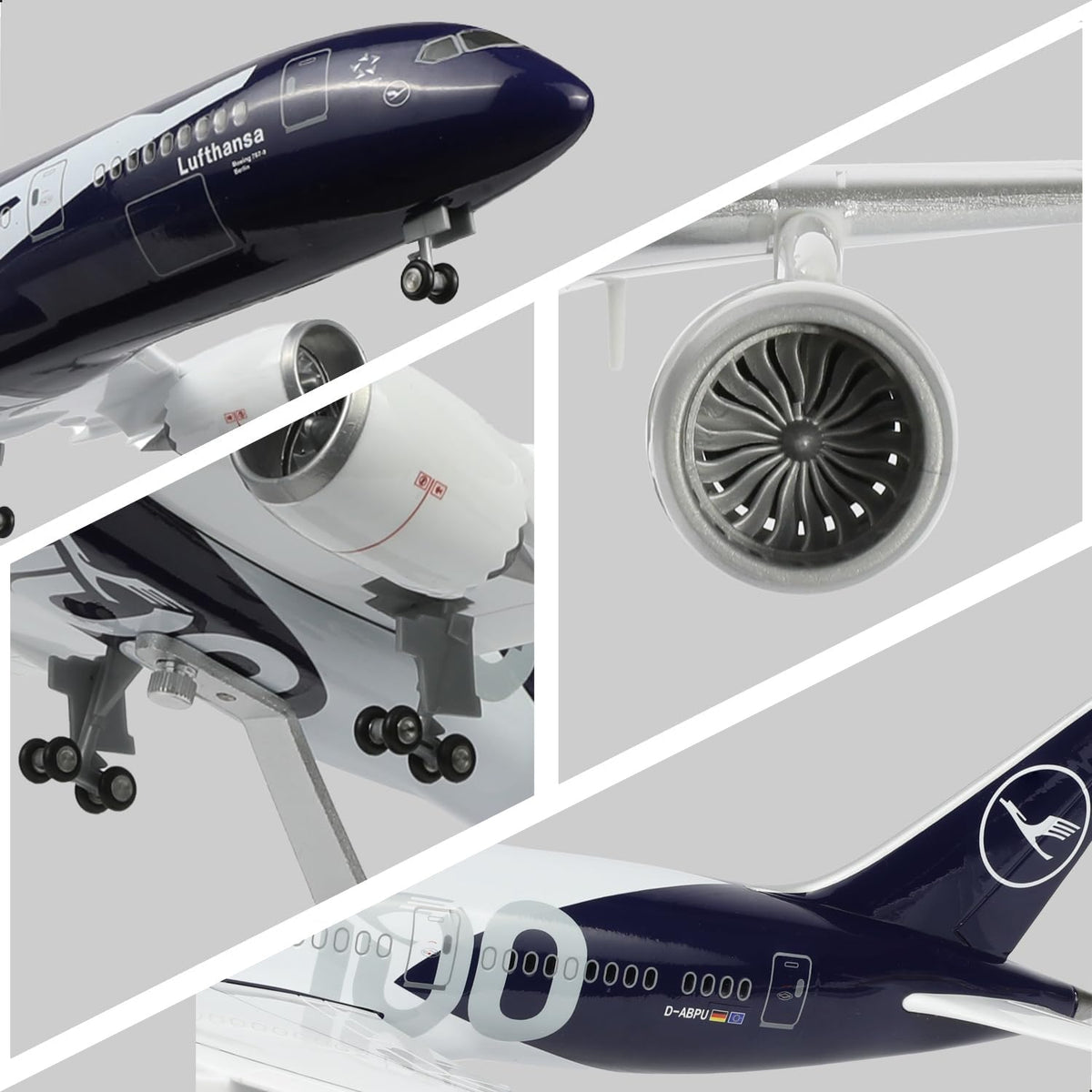 Lufthansa Boeing 787 Model Airplane 1/130 Resin with LED Light Stand | QIYUMOKE