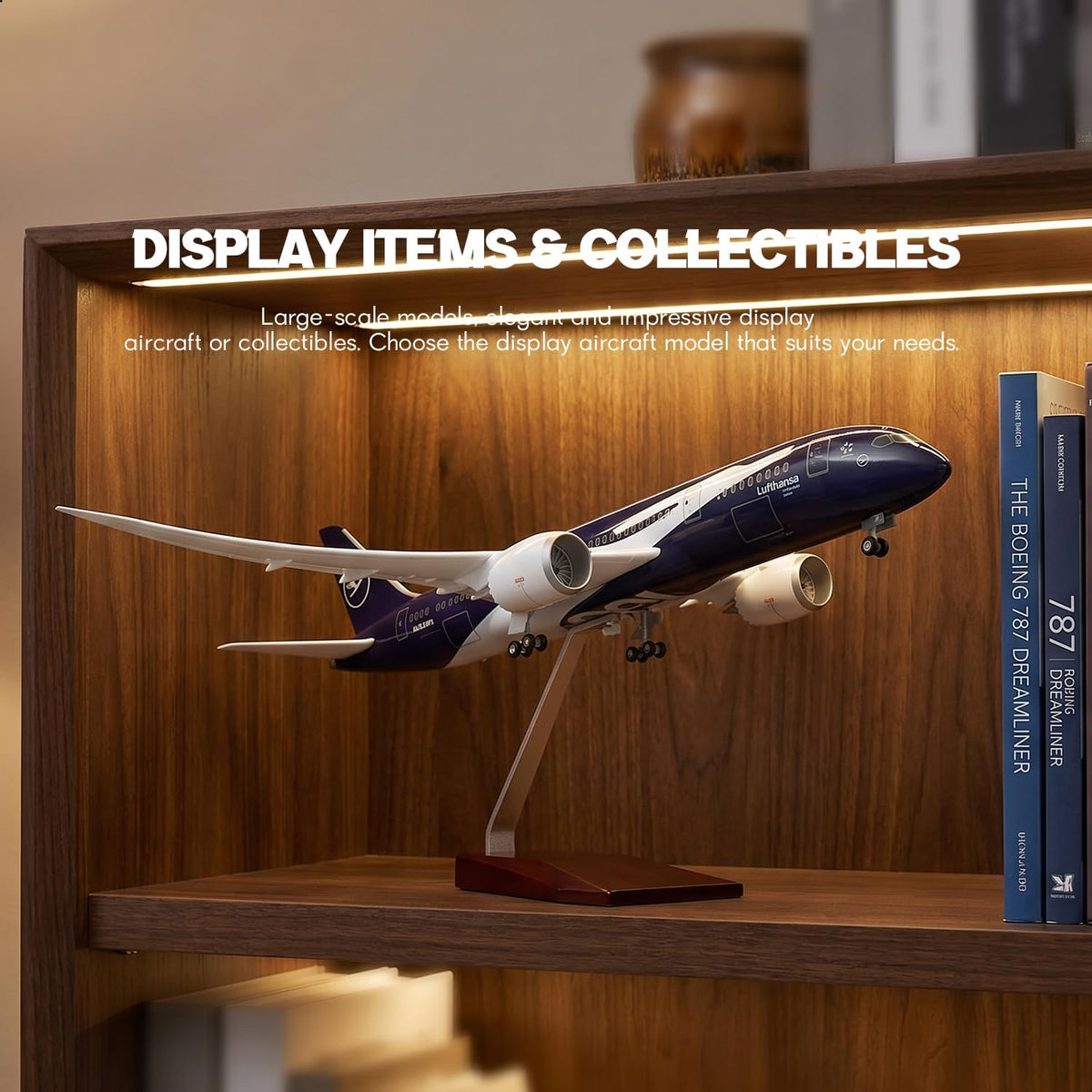 Lufthansa Boeing 787 Model Airplane 1/130 Resin with LED Light Stand | QIYUMOKE