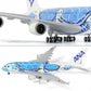 QIYUMOKE 1/240 ANA 'Flying Honu' blue turtle aircraft model, side view with detailed design
