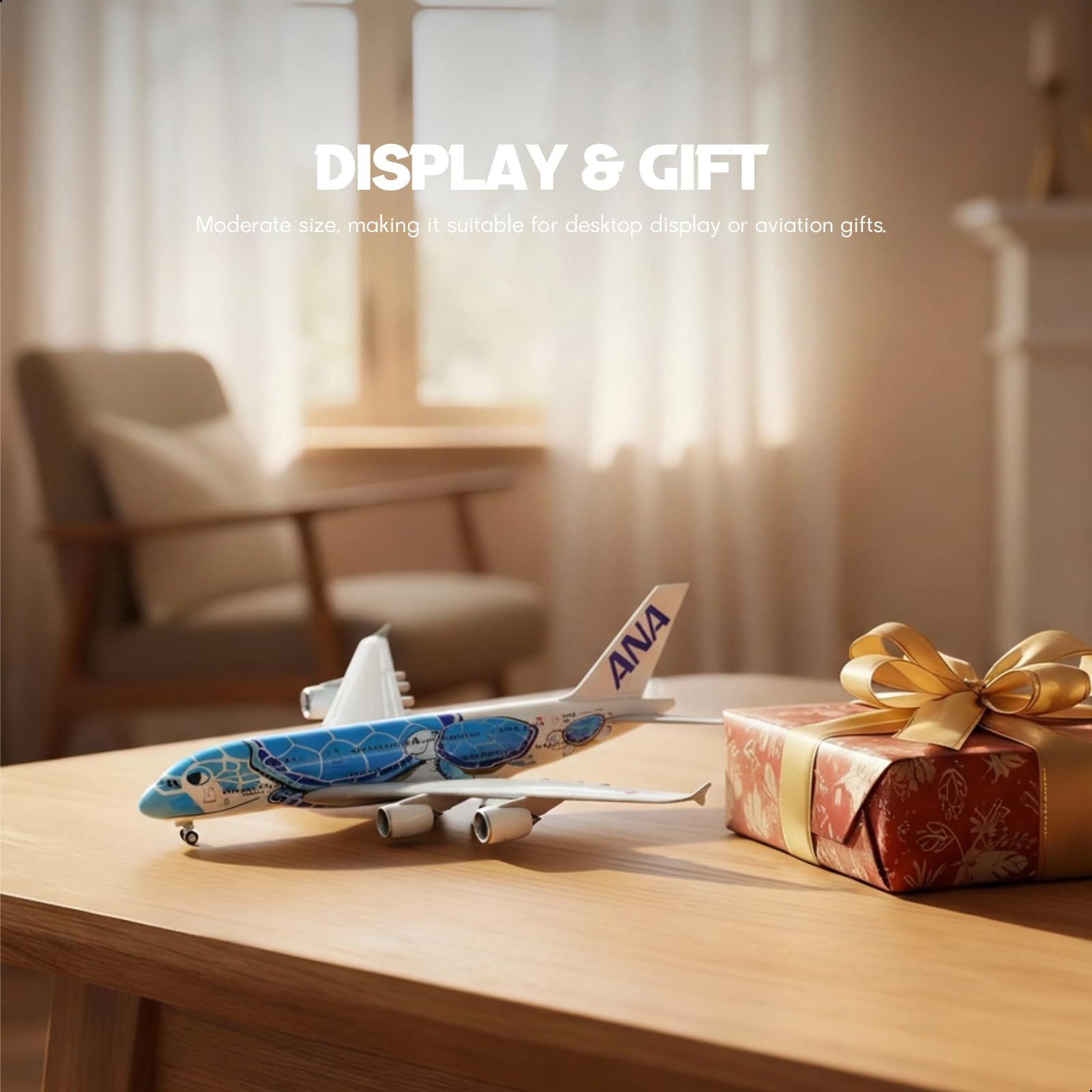 1/240 ANA "Flying Honu" Blue Turtle Airbus A380 Resin Airplane Model, Aviation Gift