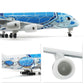 QIYUMOKE 1/300 ANA Airbus A380 blue diecast model aircraft side profile