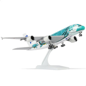 QIYUMOKE 1/240 ANA Flying Honu Blue Turtle aircraft model in blue and teal, side profile