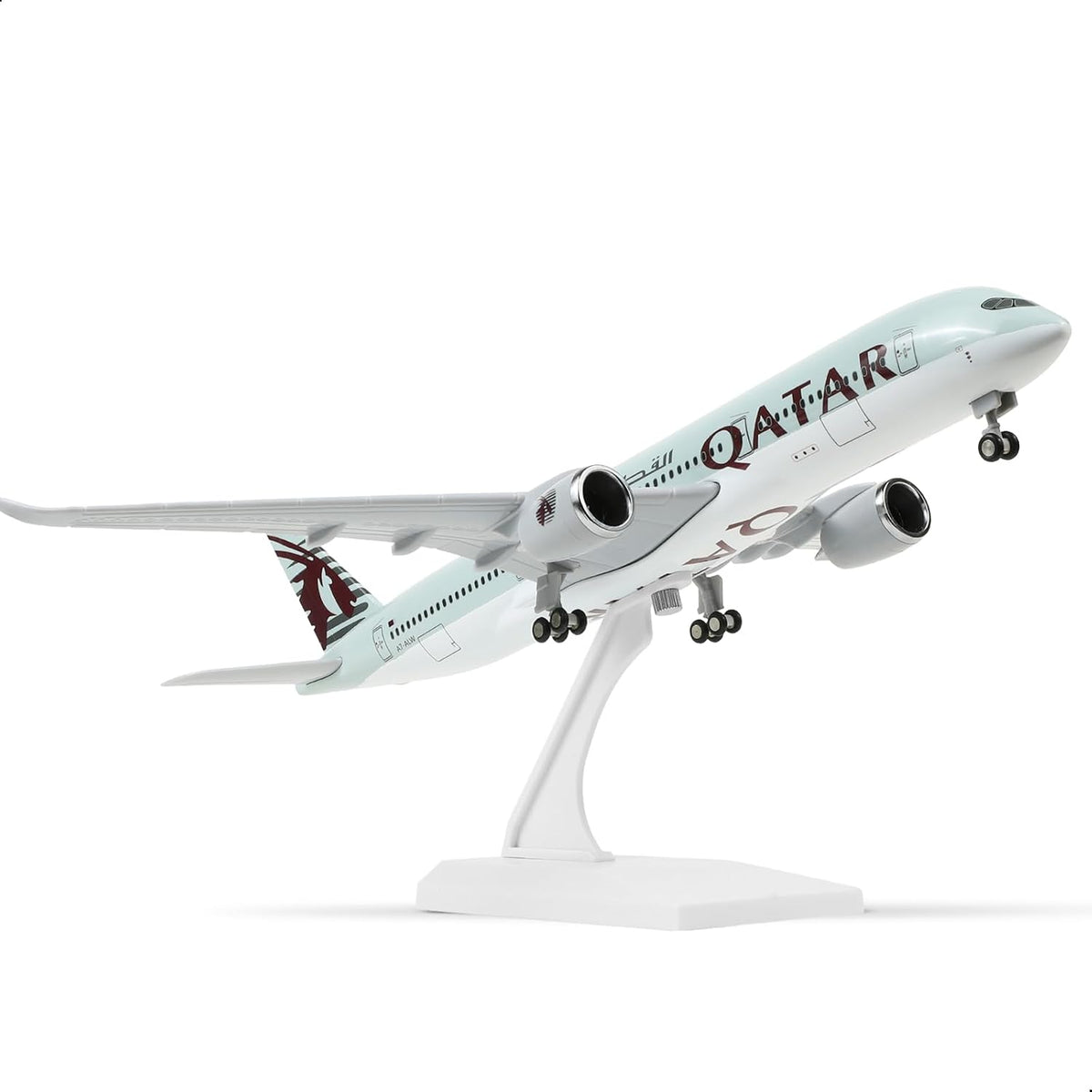 QIYUMOKE 1/240 Qatar Airways Airbus A350 Resin Model Plane with Stand