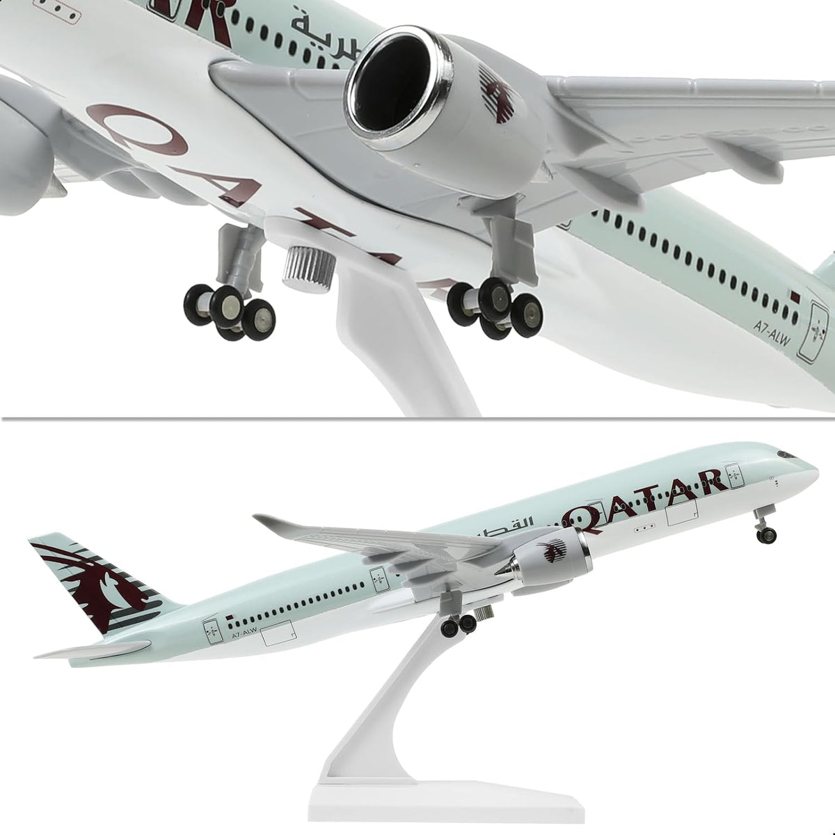 QIYUMOKE 1/240 Qatar Airways Airbus A350 Resin Model Plane with Stand
